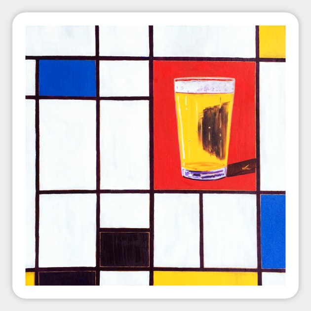 Piet Mondrian's Pint Sticker by realartisbetter